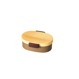 Tatsumiya 30425 Tight Grain Oval Bento Box, Hinoki Brown, Small