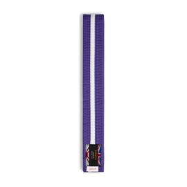 Martial Arts Cotton Striped Coloured Grading Belt - Purple Belt With White Stripe (280cm)