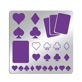 FINGERINSPIRE Playing Cards Metal Stencils 6 Inch Square Scrapbooking Drawing Stencils Stainless Steel Heart, Spade, Club, Diamond Pattern Painting Stencils for Engraving, Pyrography, Journal