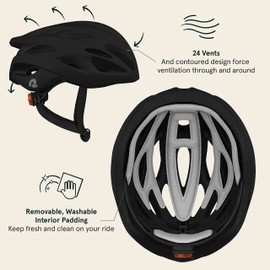 Retrospec Silas Adult Bike Helmet with Light for Men & Women - Lightweight, Comfortable, Matte Black