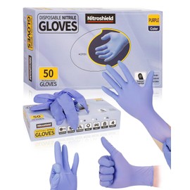 NITROSHIELD Purple Disposable Nitrile Gloves Small 5Mil Powder-Free Exam Gloves - Medical, Food Prep,Cooking,Cleaning - 50pcs