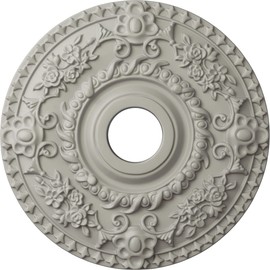 Ekena Millwork CM18ROPCF Rose Ceiling Medallion, 18"OD x 3 1/2"ID x 1 1/2"P, Hand-Painted Pot of Cream