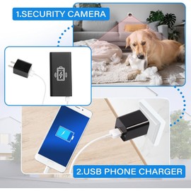 QBAOTE Pet Camera - Smart USB Charger Camera for Pets – Full HD 1080P Pet Monitor – No WiFi or App Required – Home Security Video Recorder – Supports 512GB Micro SD Card (Not Included) (Black 02)