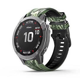 Silicone Band Compatible for Garmin fenix 7/7x/fenix 6 gps/6x gps/fenix 5/5x puls Smartwatch Band Camo/Camouflage Sport Replacement Wristband Strap
