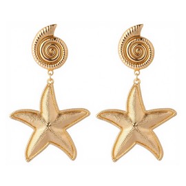 LKingel Gold Starfish Earrings for Women Starfish Dangle Stud Earring Shell Conch Drop Earrings Hawaiian Ocean Beach Jewelry Gift (Style4)