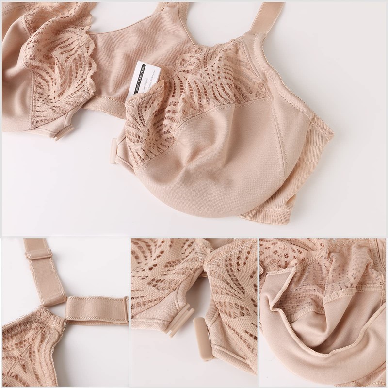 HACI Women's Front Closure Bra Racerback Plus Size Underwire T-Back