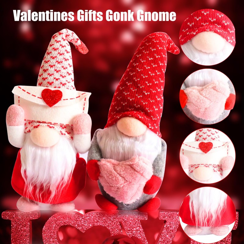 UDIKEFO 2Pcs Valentines Day Gnome Gonk Decorations Mr. and Mrs.