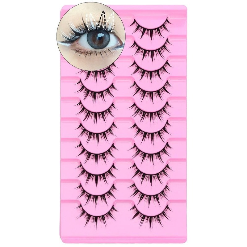 10 Pairs Black and White Cartoon Eyelashes Japanese Anime Cosplay