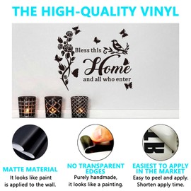 Family Wall Stickers for Living Room: Inspirational Home Quotes Vinyl Art Wall Decals for Kitchen Dining Room Bedroom Bathroom Apartment - Bless This Home and All Who Enter 24" X 20"