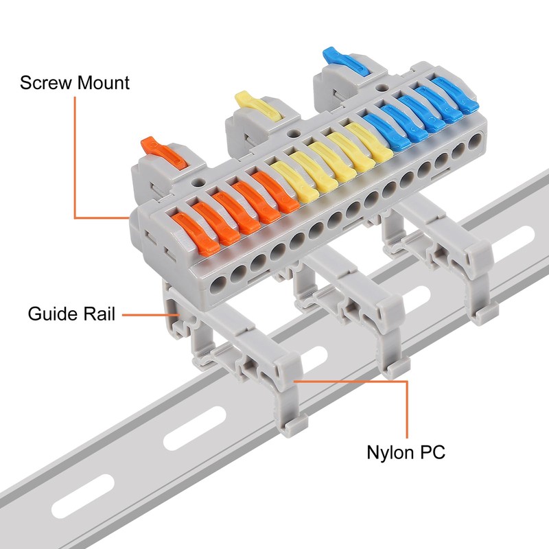 AITRIP 10pcs DIN Rail Terminal Blocks, DIY Splicing Wire Connectors