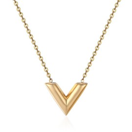 V letter necklace female summer collarbone chain does not fade simple V gold niche light luxury (8113-Curved V necklace, gold)