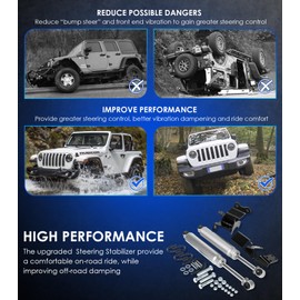 For Jeep Wrangler JL Dual Steering Stabilizer, N3 Dual Steering Stabilizer Kit for Jeep Wrangler JL/Gladiator JT 2018-2024 with 2.5" of Lift or Higher, Replace for 87304