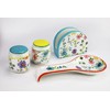 Euro Ceramica Charlotte 3-Piece Table Accessory Set, Watercolor Floral Design