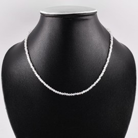 Moonstone Choker Necklace Natural Gemstones Beaded Faceted Beads 3mm, Crystals June Birthstone Jewelry 18 inches Adjustable Silver Plated Chain Women’s Jewelry