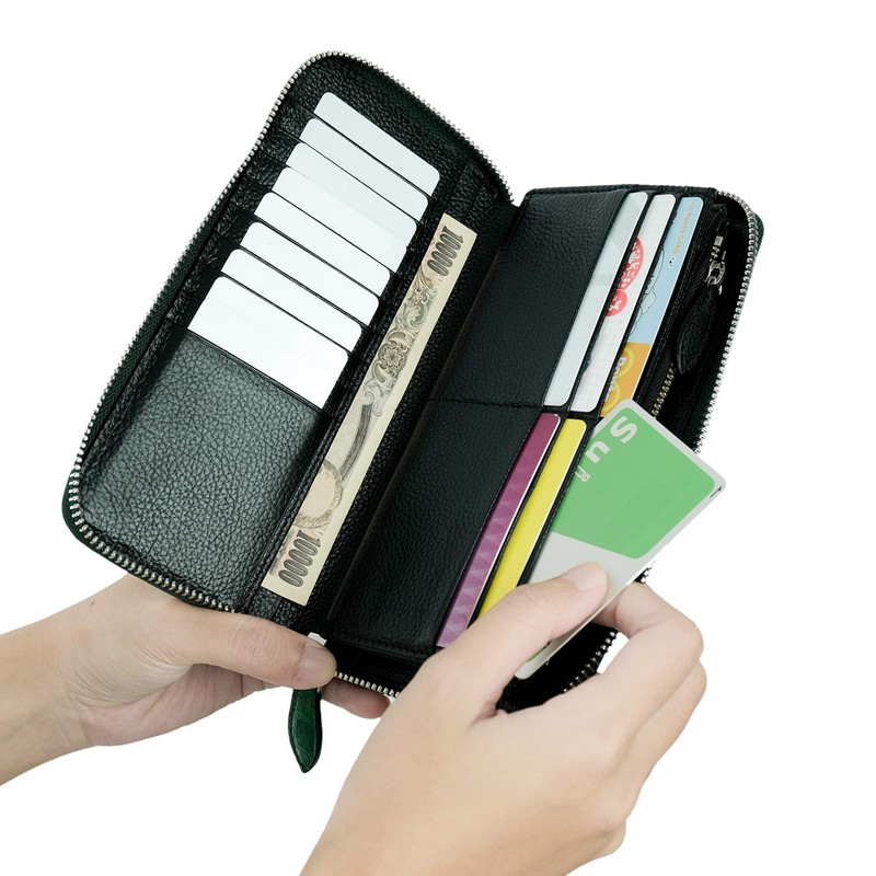 Nallyda Crocodile Embossed Cowhide Long Wallet, green