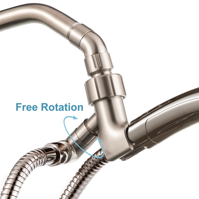 OFFO Shower Head Elbow Adapter, Brushed Nickel All Metal Handheld