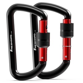 FresKaro Carabiner Screw Cap, Black, Screw Carabiner, Hammock, Aluminium Carabiner, 12 kN-1224 kg, Aluminium, Ultralight, Durable, for Keys, Dog Lead, Pack of 2