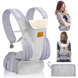 Lukovee Cangurera de Bebé, Mochila Portabebés Ergonomico,Canguro Bebés Portátil Soporte Firme para Bebé, Cabestrillos Portabebés Algodón Ligero y Transpirable, para Niños de 3-24Meses, Hasta 20 kg