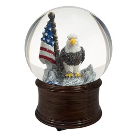 Eagle Snow Globe, Decor, 4th of July Snow Globes Independence Day Decorations with Music, Powered Patriotic Eagle and American Flag 5.5 inch