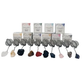 10 Tea Infuser Set Stainless Steel Ball Mesh Tea Strainer Amethyst Rose Quartz Shungite Tigers Eye Black Obsidian Red Jasper Black Tourmaline Clear Quartz Citrine Smoky Quartz Gift Set