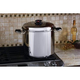 Precise Heat Cookware Waterless Stockpot with Deep Steamer Basket, 24 quarts, Silver