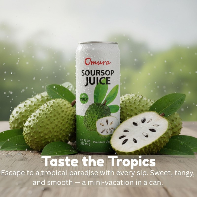 Omura Soursop Juice Drink with Pulp 11.3 Fl Oz (12-Pack)