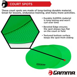 GAMMA Court Spots, 10 inch Markers for Training and Drills, All Sports and Activities, Durable and Easy to Clean, 18-Pack Assorted