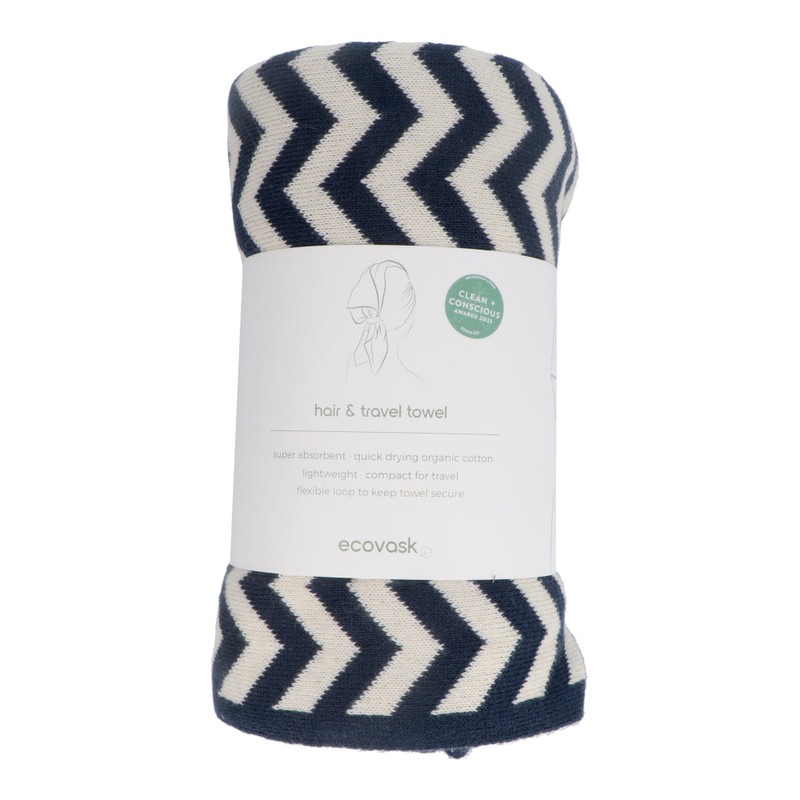 Ecovask Travel Towel & Hair Wrap - Organic Cotton, Original