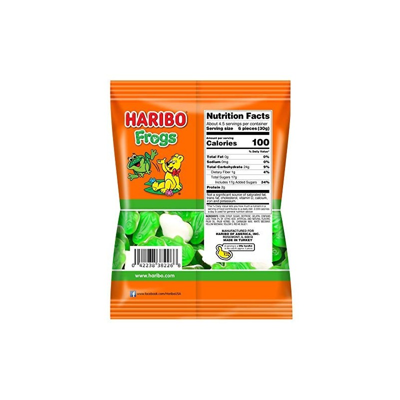 Haribo Frogs Gummies 12 Pack Case of 5oz Bags