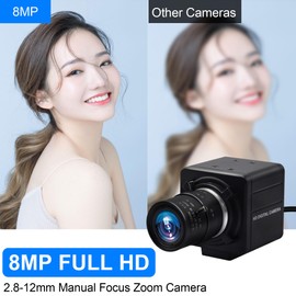 MMlove 8MP USB Camera High Speed 30fps 2.8-12 4X Optical Zoom Lens 2448P USB Webcam Manual Close up Zoom in and Out Golf Swing Camera for Industrial Machine Vision Support PC Raspberry Pi