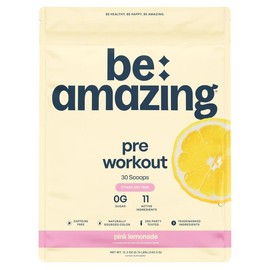 Be Amazing Stimulant Free Pre Workout | 30 Scoops | Caffeine Free | 0g Sugar | Flavors Dole Whip Pineapple, Pink Lemonade, & Watermelon Candy Supplement Nutrition Muscle Energy Fitness:_Pink Lemonade_40 Scoops