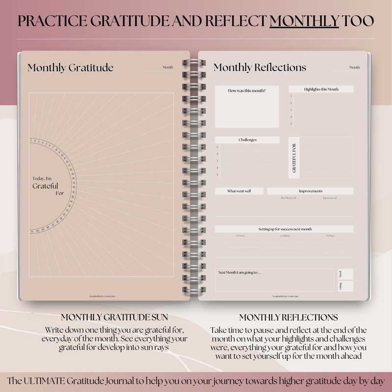 Gratitude & Mindfulness Journal | 90 Day Gratitude Template, Self
