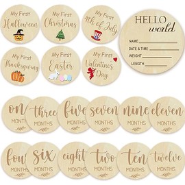 Baby Monthly Milestone Cards - My First Holiday Milestone | Baby Announcement Sign & Celebration Board | Hello World Sign | Milestone Photo Cards | Perfect Newborn Gift & Keepsake