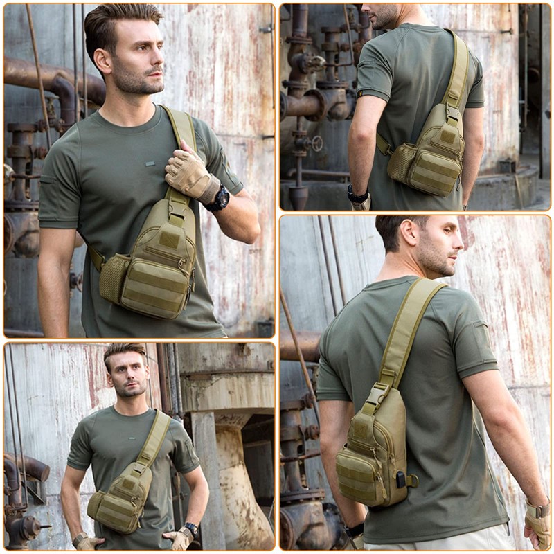 HUNTVP Tactical Military Chest Bag Molle Crossbody Shoulder Sling Pack