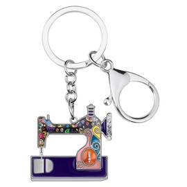 NEWEI Enamel Keyring Sewing Machine Pendant Sewing Enthusiasts Rings Decoration for Women Girls Children Bag Purse Charms Car Gifts, Purple