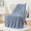 Battilo Bluish Grey Throw Blanket for Couch, Woven Chenille Blue