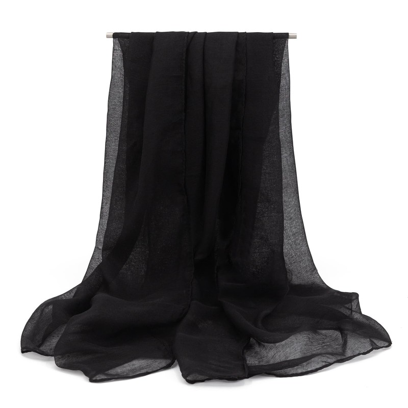 vimate Black Scarf for Women UK-Winter Classic Turban Scarf Lightweight