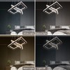 Dimmable Crystal Chandelier, Modern Rectangular 2 Ring LED Pendant Light