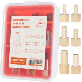 LTWFITTING Assortment Kit Hose ID (1/4-Inch to 1/2-Inch) x (1/4-Inch, 3/8-Inch) NPT Female LF Brass Hose Barb Connector Set (Pack of 30)