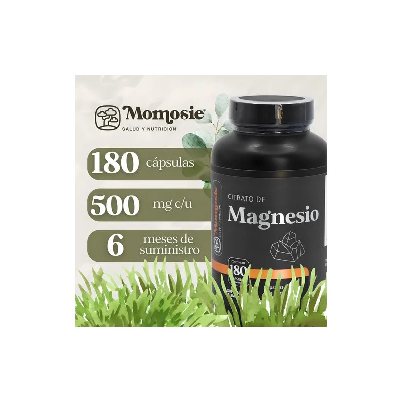 Citrato Magnesio Momosie Suplemento Alta Absorción 180 Cápsulas Puras