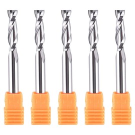 SpeTool 5 Pcs Spiral Router Bits UpCut 1/4 inch Cutting Diameter 1/4 inch Shank HRC55 Solid Carbide CNC End Mill for Woodwork Mortise Slot Carving Engraver