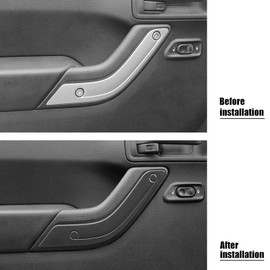 1Pair Interior Door Grab Handle Inserts Cover Trim for 2011-2018 Jeep Wrangler JK (Black)