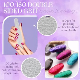 Minatee 150 limas de uñas de grano 100/180 a granel de doble cara de doble cara, limas de tampón reutilizables, profesionales lavables, herramientas d
