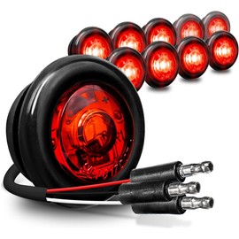 ONLINE LED STORE TRUE MODS 10pc 3/4" Inch Round Red Trailer 12V LED Marker Light [3 Wire/Turn Bra
