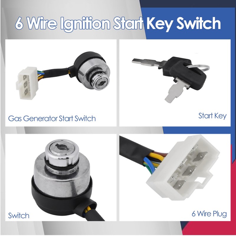 Key Switch of 6 Wire Ignition Start Ignition Start Key