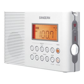 Sangean H201 Shower Radio AM/FM Waterproof, Weather Alert Radio, White
