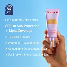 Tower 28 Beauty Sunnydays Spf 30 Protector Solar Mineral Tintado - Para Piel Sensible - Protección Facial 2 En 1 De Amplio Espectro Uva/Uvb + Base De Maquillaje - Sombra 15 Melrose - L