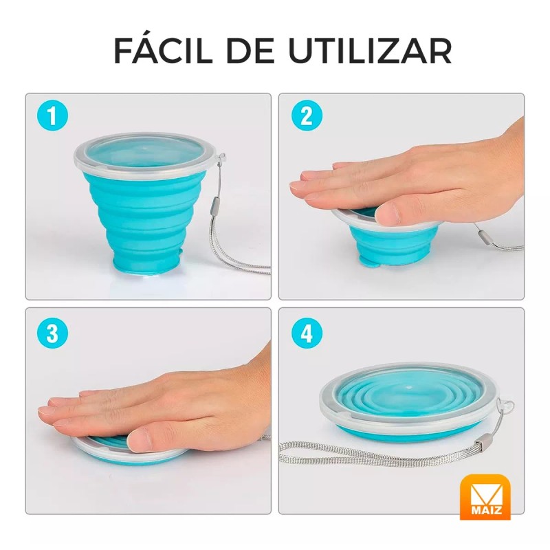 Maíz Vaso Tapa Portatil Plegable Retractil Ecologico Reutilizable