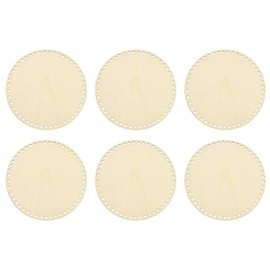 PATIKIL 8" Diameter Crochet Basket Bottom, 6Pcs Round Blank Crochet Knitting Wooden Base for DIY Craft Weaving Basket Making Supplies Home Decoration