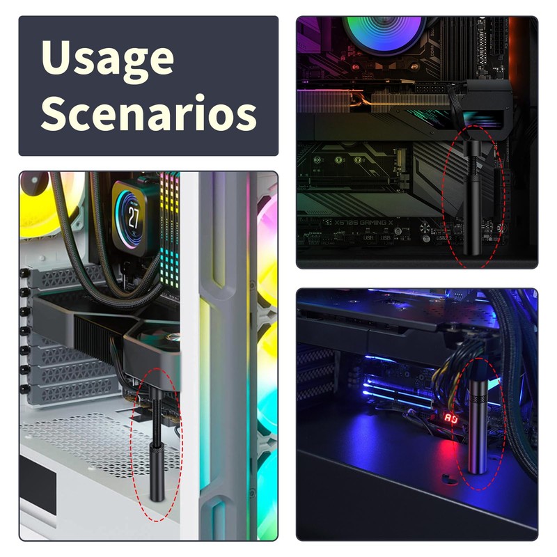 GPU Aluminum Adjustable 75-120mm Video Card Holder with Magnetic Base